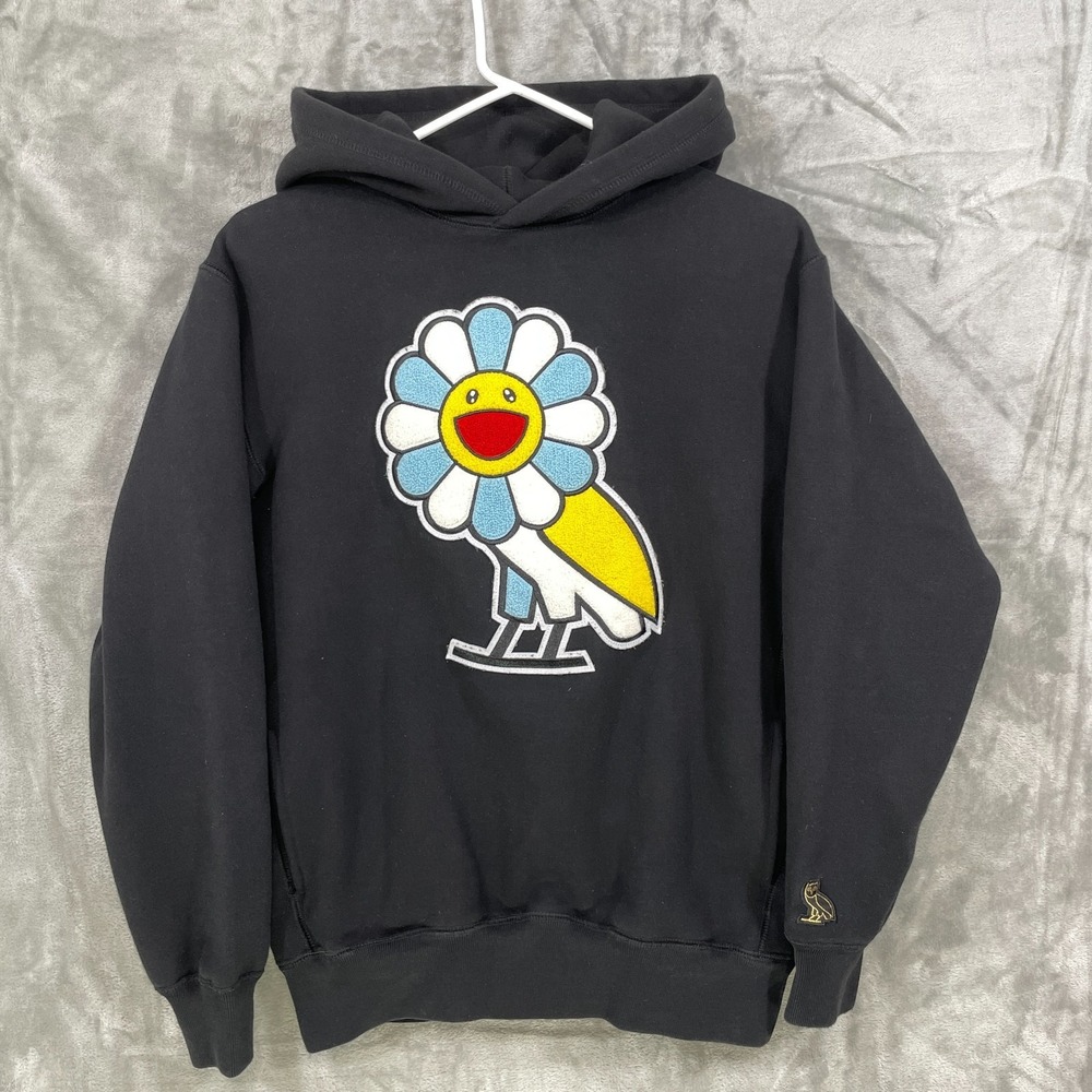 October's Very Own OVO x Takashi Murakami Embroidered Flower Hoodie Size M Black